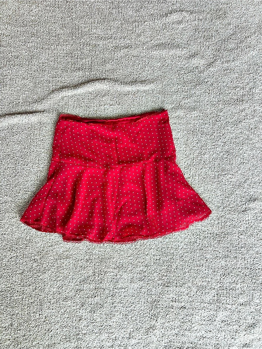 Polka Dot Mini Skirt in Red Like New